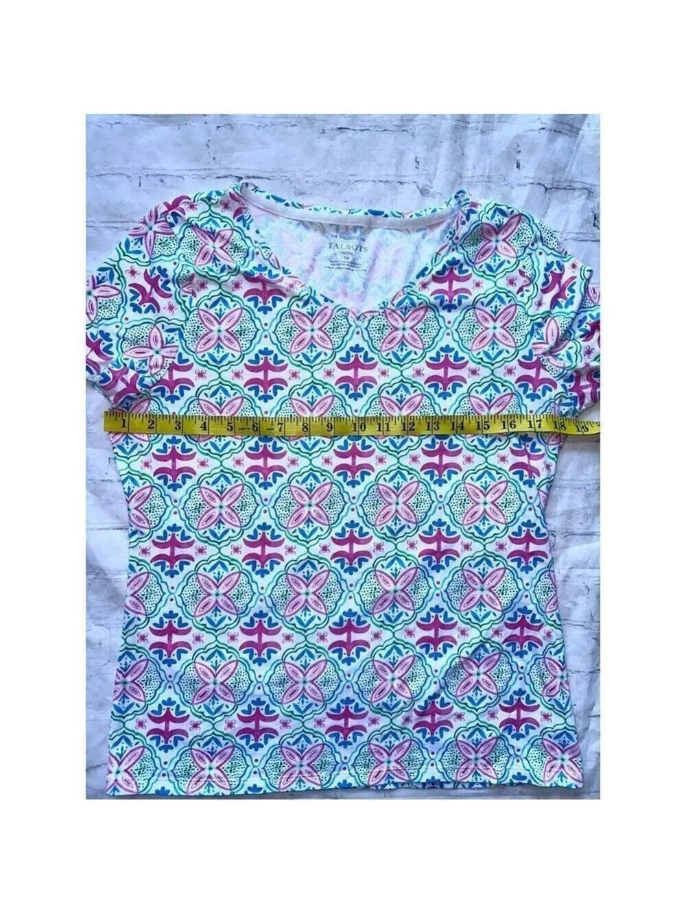 NWOT Women’s LP Talbots SS Geometric Design Cotton TShirt